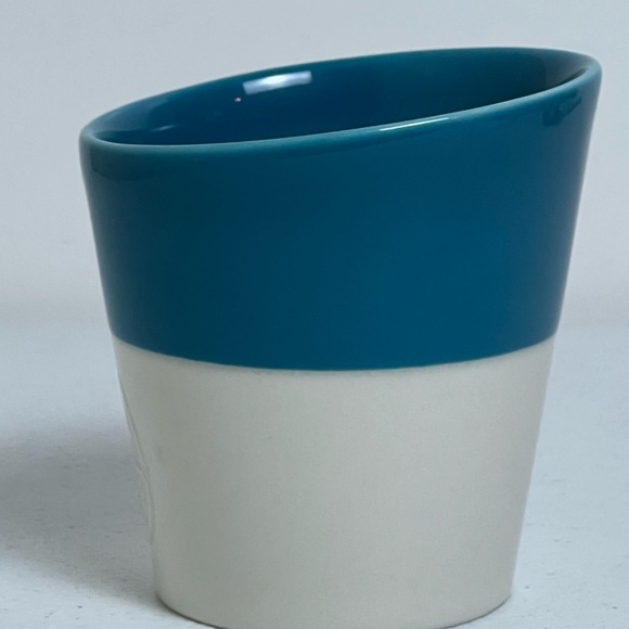 Starbucks Tazo 2012 Tea Cup No Handle Mug Blue & White Slanted Bone China Tea - Picture 3 of 9